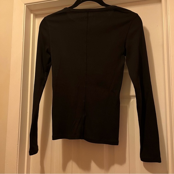 Everlane Women’s Pima Micro-Rib Long Sleeve Crew Black Size Small - Picture 4 of 7